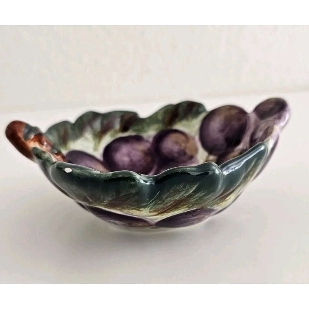 Vintage Corsica Home Ceramic Grape Pattern Bowl - Made in China